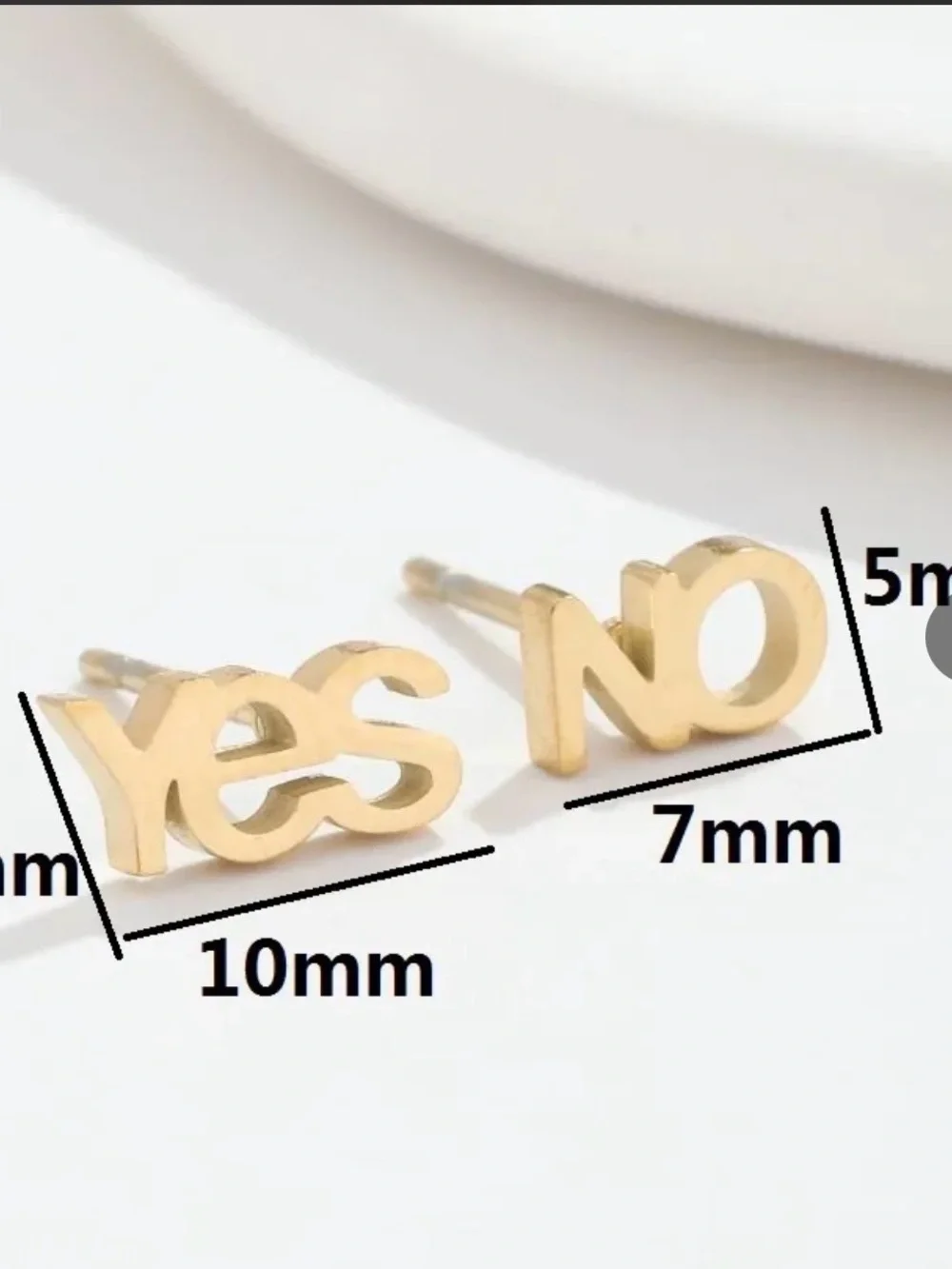 Gold 'YES' and 'NO' Stud Earrings - NWOT